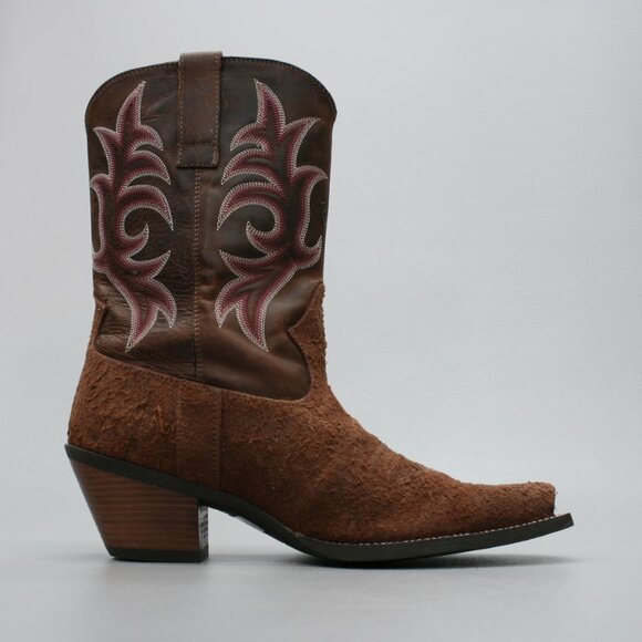 Ariat Ladies 9.5 B Brown Distressed Suede Pink Side-zip Cowboy Boots - 10007853 - Picture 4 of 12